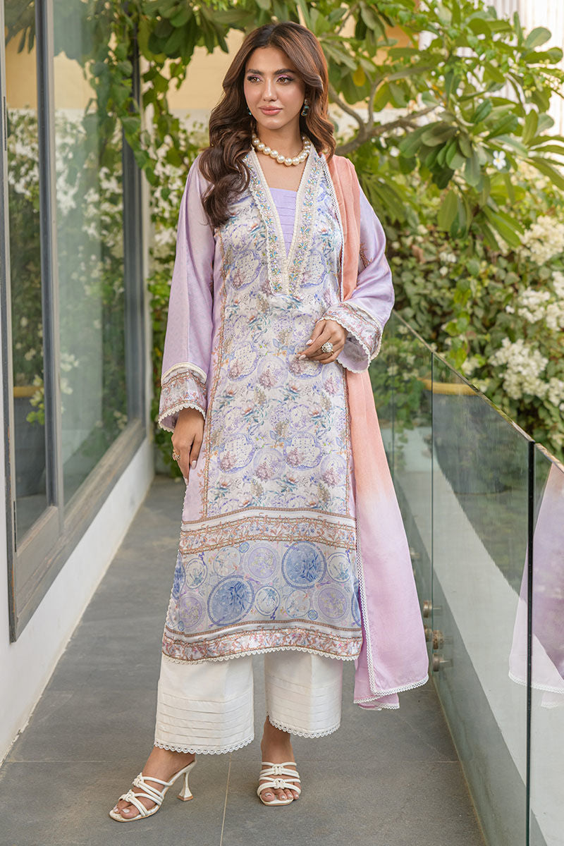 Fatima Khan | Eid Digital Silk Prints |   Aqua Coral -  Fatima Khan Ladies Clothes - Original Designer Dress - House of Maryam
