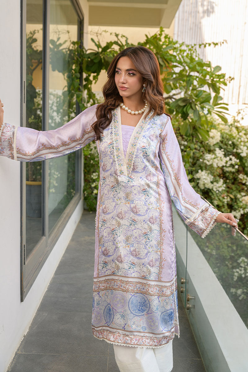 Fatima Khan | Eid Digital Silk Prints |   Aqua Coral -  Fatima Khan Ladies Clothes - Original Designer Dress - House of Maryam