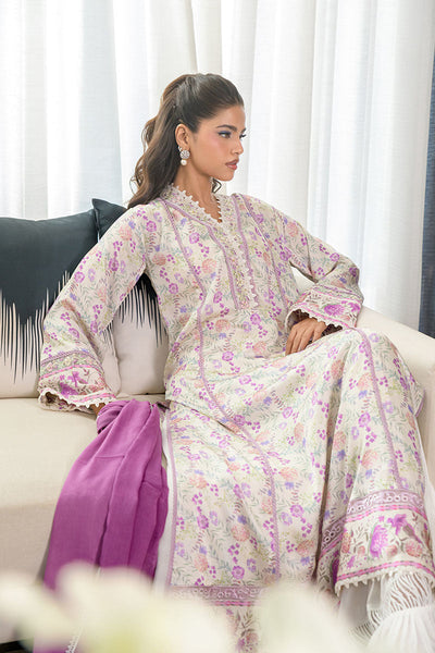 Fatima Khan | Eid Digital Silk Prints | Lavender Ivory -  Fatima Khan Ladies Clothes - Original Designer Dress - House of Maryam
