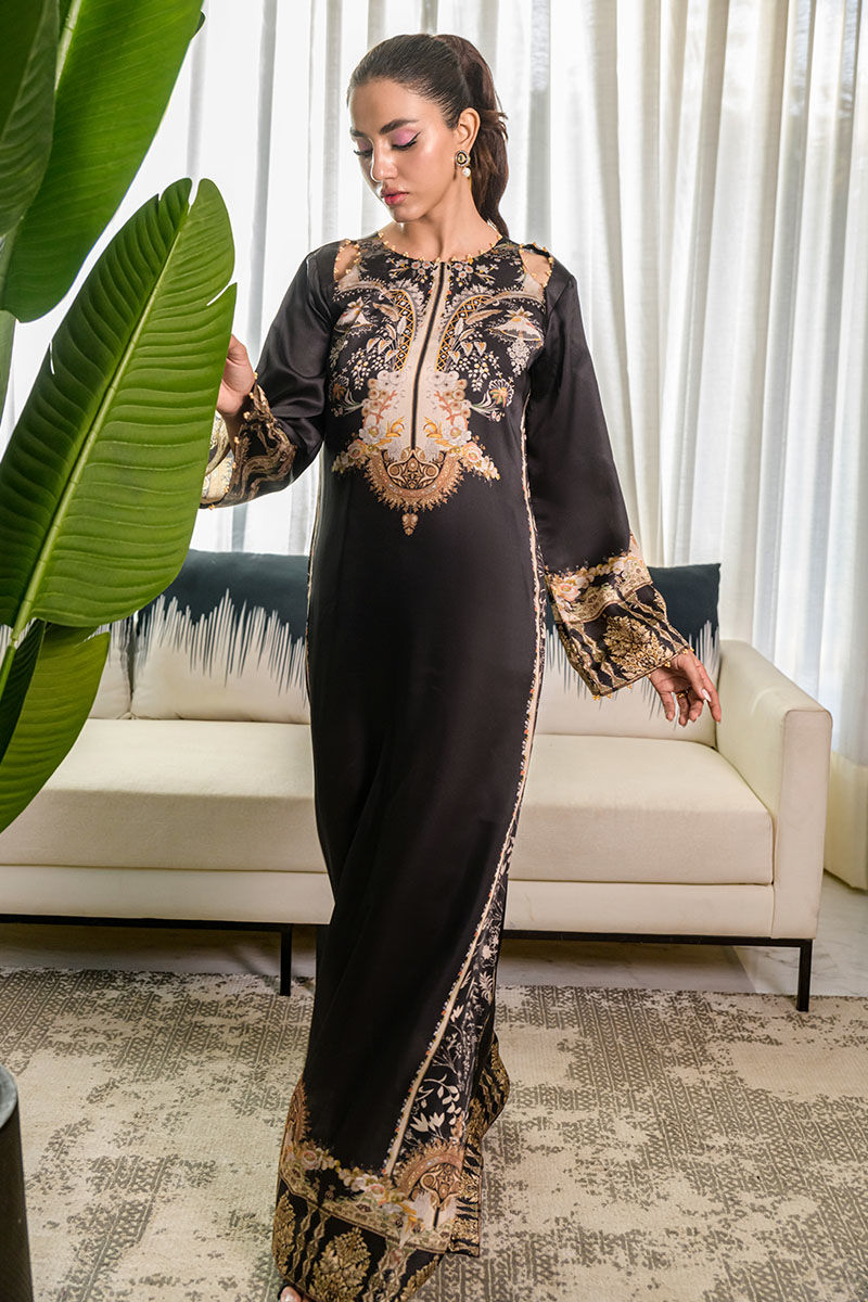 Fatima Khan | Eid Digital Silk Prints |   Black Opal -  Fatima Khan Ladies Clothes - Original Designer Dress - House of Maryam