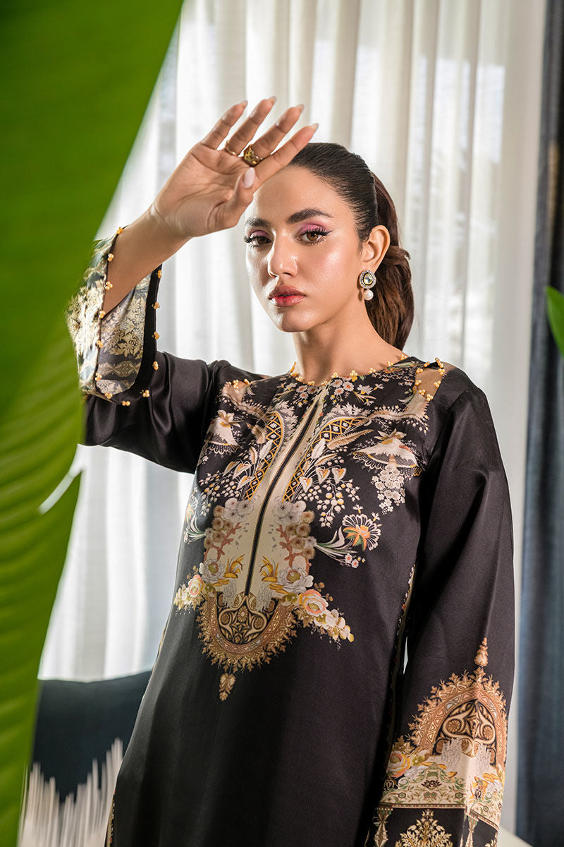 Fatima Khan | Eid Digital Silk Prints |   Black Opal -  Fatima Khan Ladies Clothes - Original Designer Dress - House of Maryam