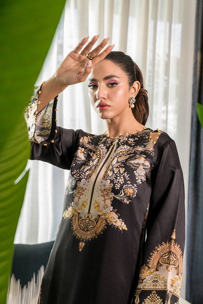 Fatima Khan | Eid Digital Silk Prints |   Black Opal -  Fatima Khan Ladies Clothes - Original Designer Dress - House of Maryam