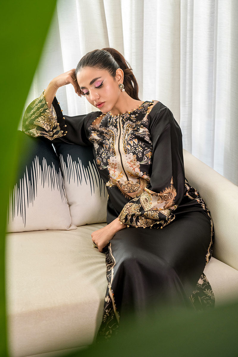 Fatima Khan | Eid Digital Silk Prints |   Black Opal -  Fatima Khan Ladies Clothes - Original Designer Dress - House of Maryam
