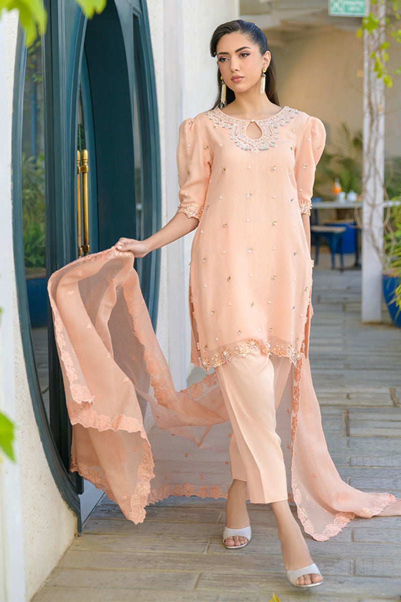 Fatima Khan | La Fleur Eid Edit | Peach Buzz -  Fatima Khan Ladies Clothes - Original Designer Dress - House of Maryam