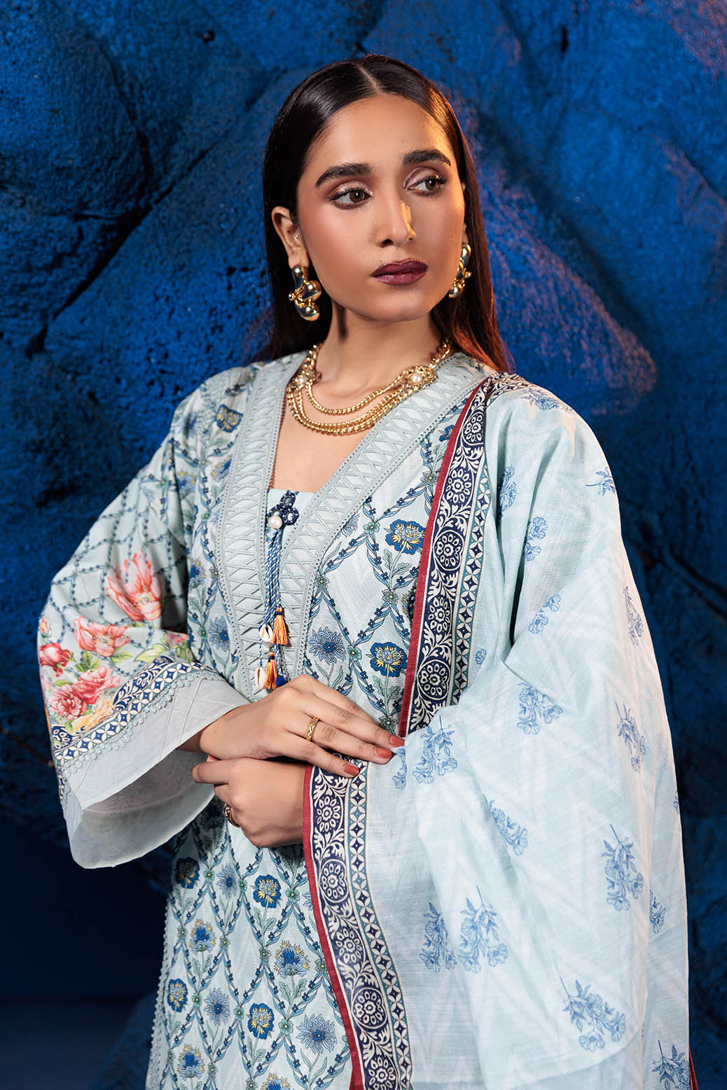 Bonanza Satrangi | Spa Blue 3 Pc (1W24P3P177) -  Bonanza Satrangi Unstitched -  House of Maryam