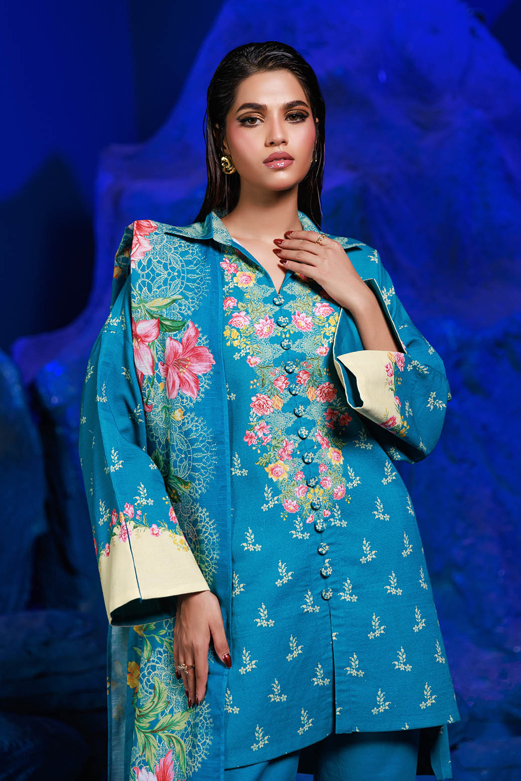 Bonanza Satrangi | Blooming 3 Pc (1W24P3P229) -  Bonanza Satrangi Unstitched - Original Designer Dress - House of Maryam