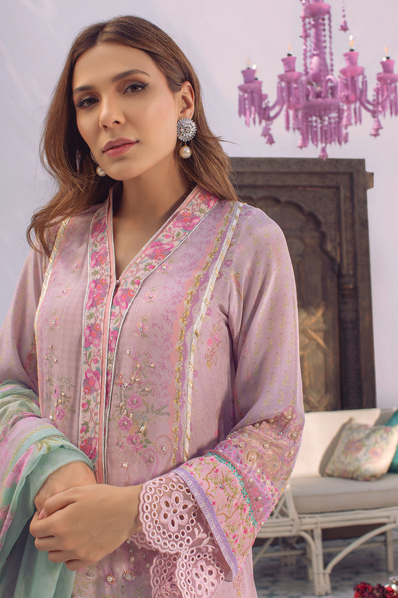 Ansab Jahangir | Digital Silk | Lilac Paisley, image 4
