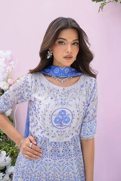 Fatima Khan | Eid Digital Silk Prints | Azure Blue -  Fatima Khan Ladies Clothes - Original Designer Dress - House of Maryam