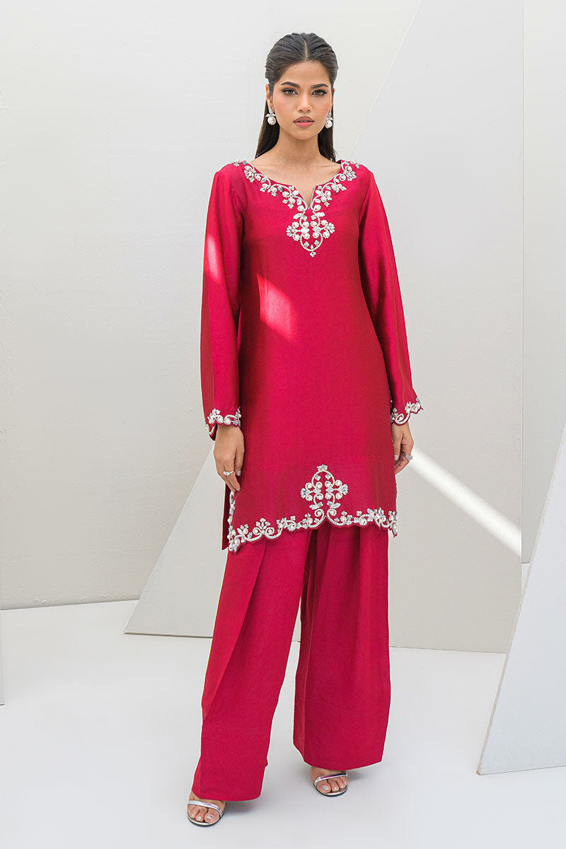 Fatima Khan | Serene Eid Luxe Pret | Ruby Rouge -  Fatima Khan Ladies Clothes - Original Designer Dress - House of Maryam