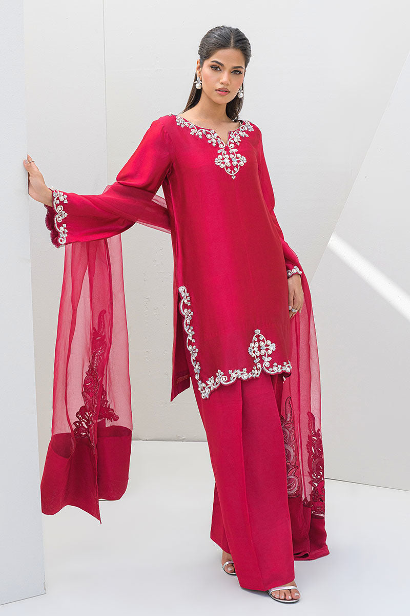 Fatima Khan | Serene Eid Luxe Pret | Ruby Rouge -  Fatima Khan Ladies Clothes - Original Designer Dress - House of Maryam