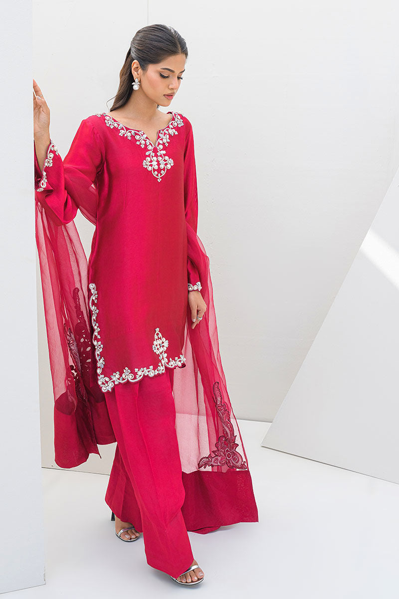Fatima Khan | Serene Eid Luxe Pret | Ruby Rouge -  Fatima Khan Ladies Clothes - Original Designer Dress - House of Maryam