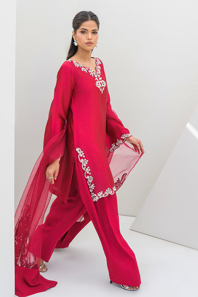 Fatima Khan | Serene Eid Luxe Pret | Ruby Rouge -  Fatima Khan Ladies Clothes - Original Designer Dress - House of Maryam