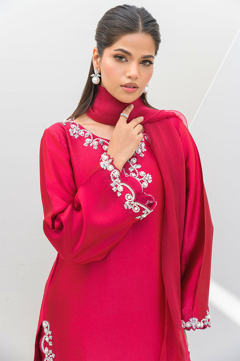 Fatima Khan | Serene Eid Luxe Pret | Ruby Rouge -  Fatima Khan Ladies Clothes - Original Designer Dress - House of Maryam