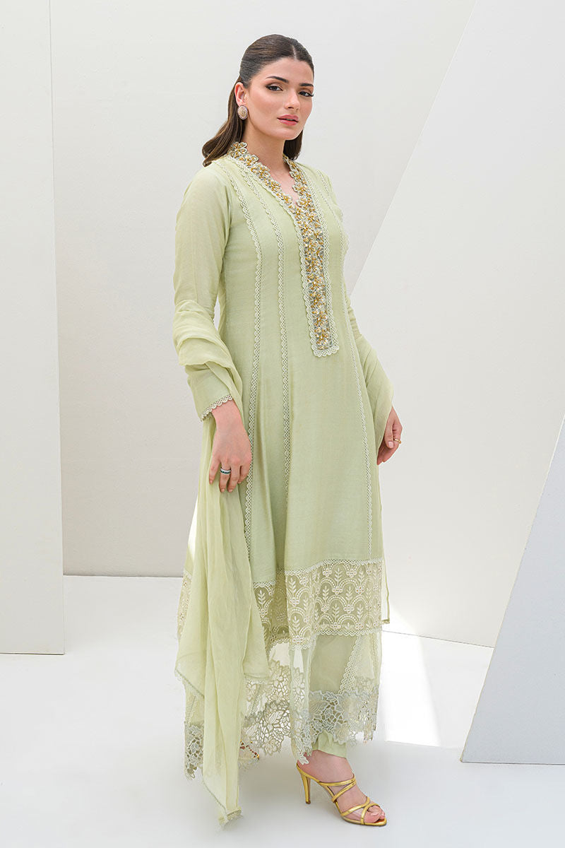 Fatima Khan | Serene Eid Luxe Pret | Honeydew Hue -  Fatima Khan Ladies Clothes - Original Designer Dress - House of Maryam