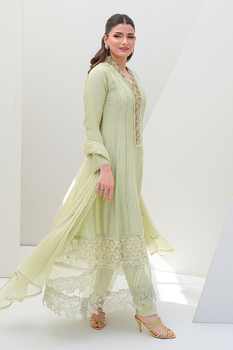 Fatima Khan | Serene Eid Luxe Pret | Honeydew Hue -  Fatima Khan Ladies Clothes - Original Designer Dress - House of Maryam