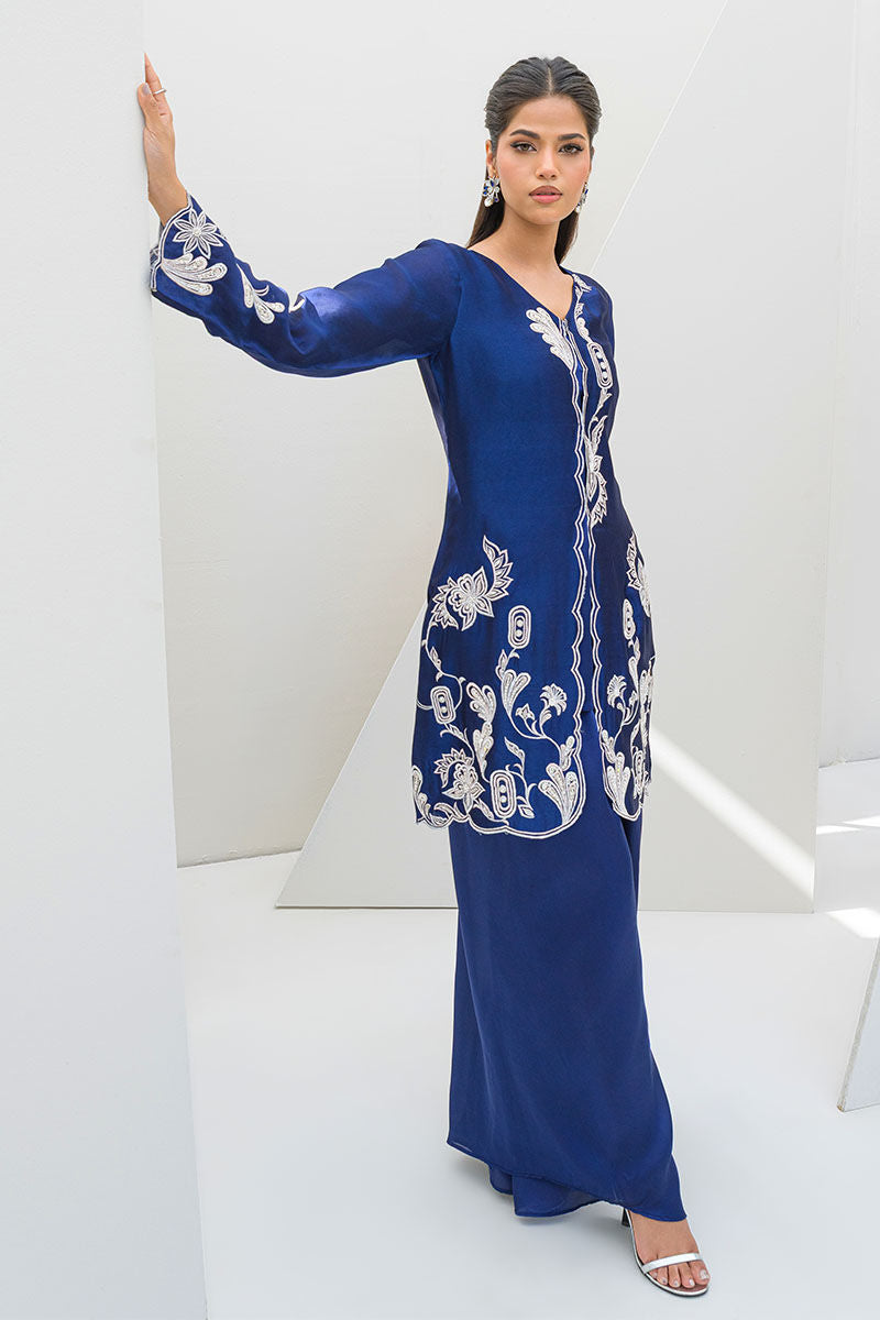 Fatima Khan | Serene Eid Luxe Pret | Blue Noir -  Fatima Khan Ladies Clothes - Original Designer Dress - House of Maryam