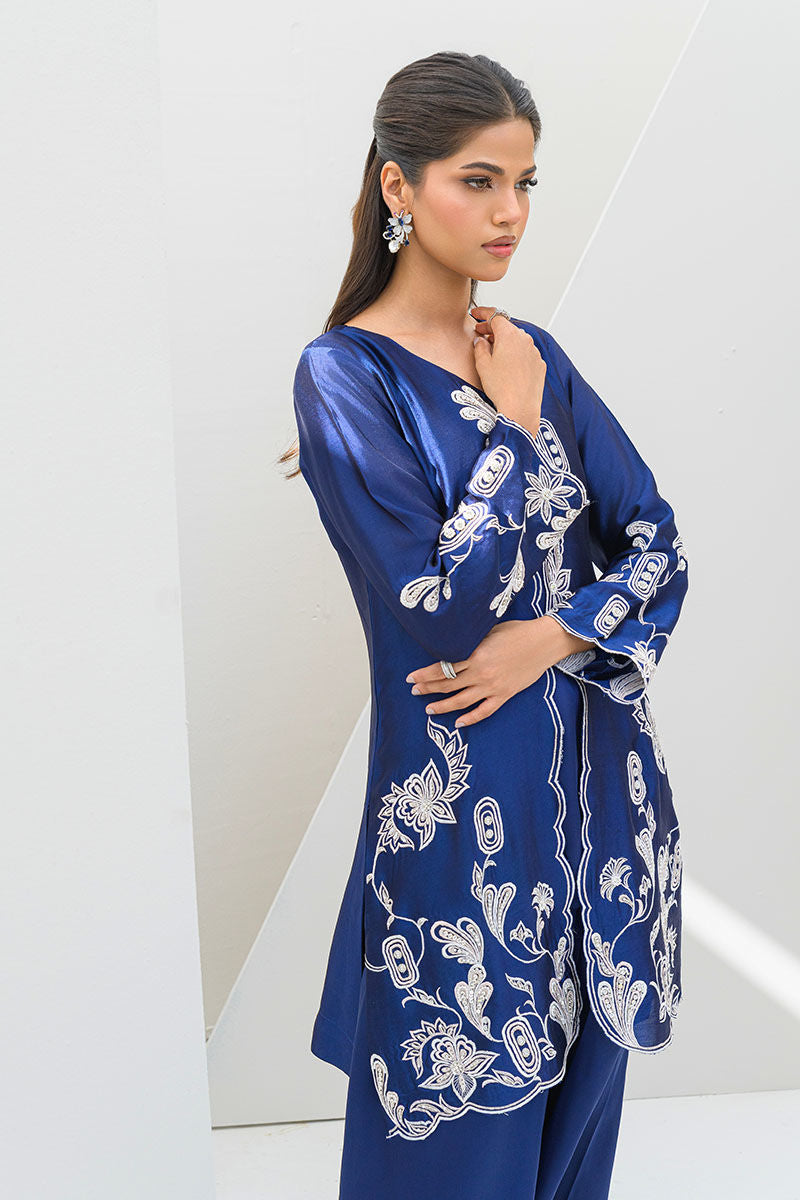 Fatima Khan | Serene Eid Luxe Pret | Blue Noir -  Fatima Khan Ladies Clothes - Original Designer Dress - House of Maryam