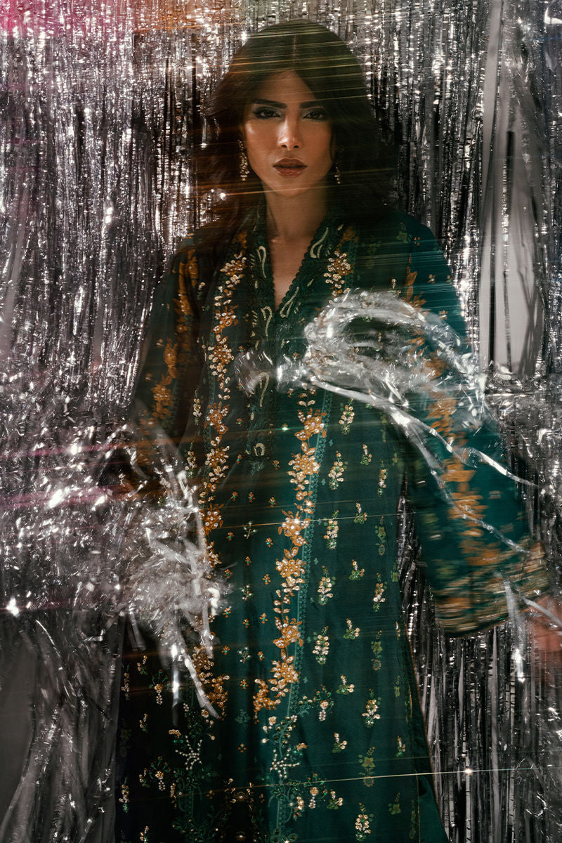 Fatima Khan | Disco Revival Festive Silk | Forest Veil-3
