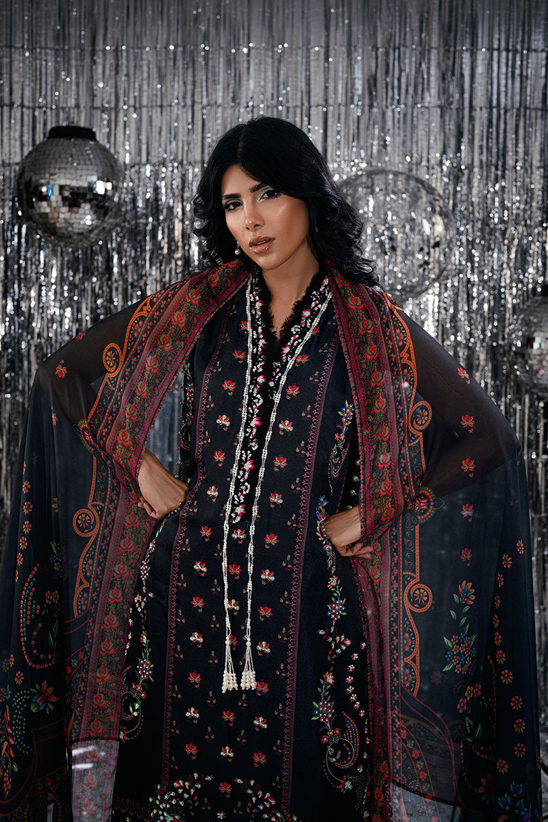 Fatima Khan | Disco Revival Festive Silk | Black Skye, image 4