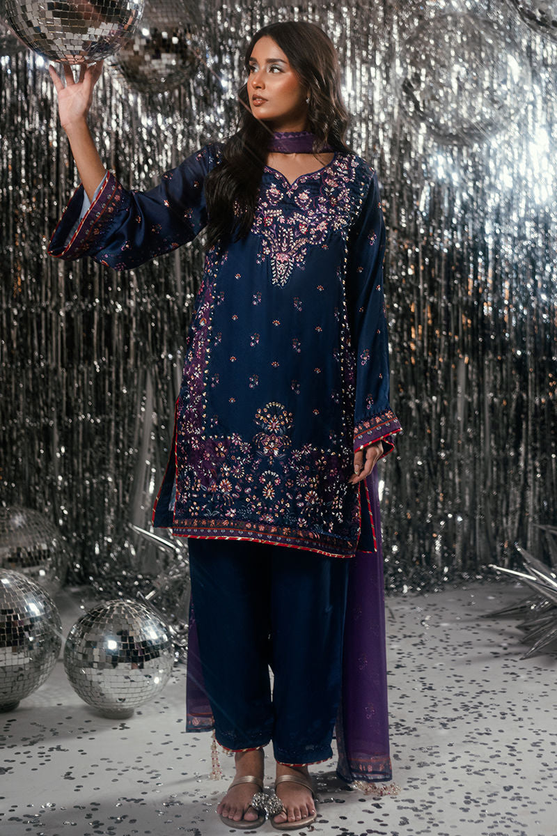 Fatima Khan | Disco Revival Festive Silk | Midnight Amethyst-4