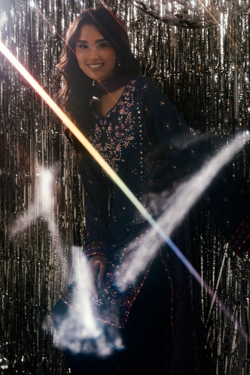 Fatima Khan | Disco Revival Festive Silk | Midnight Amethyst-3