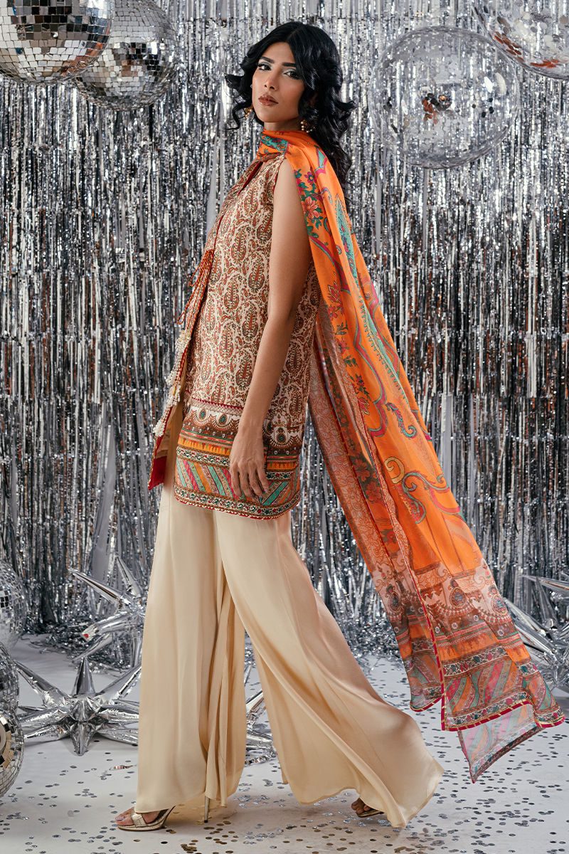Fatima Khan | Disco Revival Festive Silk | Beige Nadine, image 6