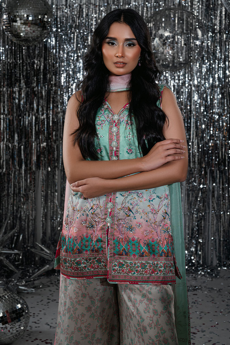 Fatima Khan | Disco Revival Festive Silk | Misty Mint-4