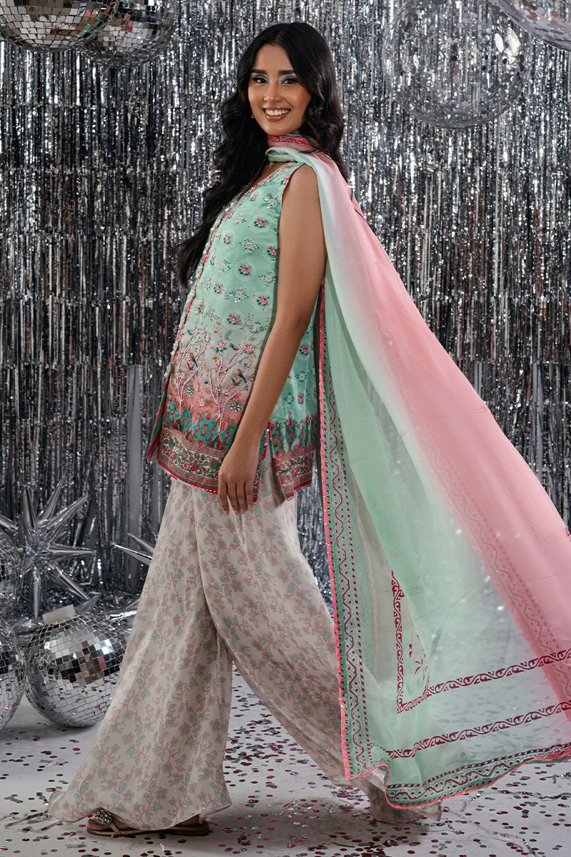 Fatima Khan | Disco Revival Festive Silk | Misty Mint-6