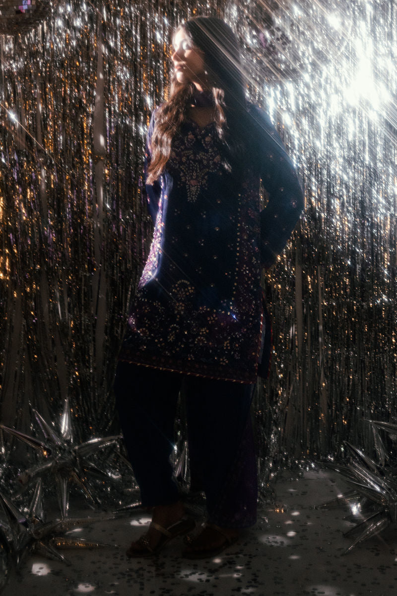 Fatima Khan | Disco Revival Festive Silk | Midnight Amethyst-6