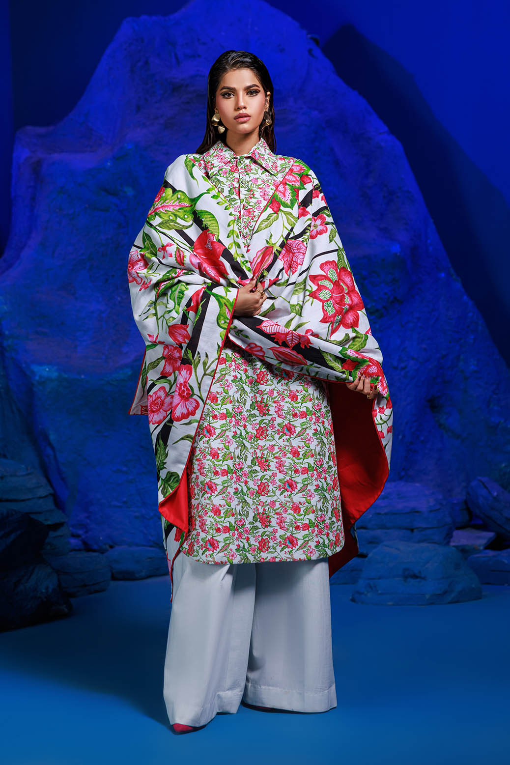 Bonanza Satrangi | Floral Art 3 Pc (1W24P3P253) -  Bonanza Satrangi Unstitched - Original Designer Dress - House of Maryam