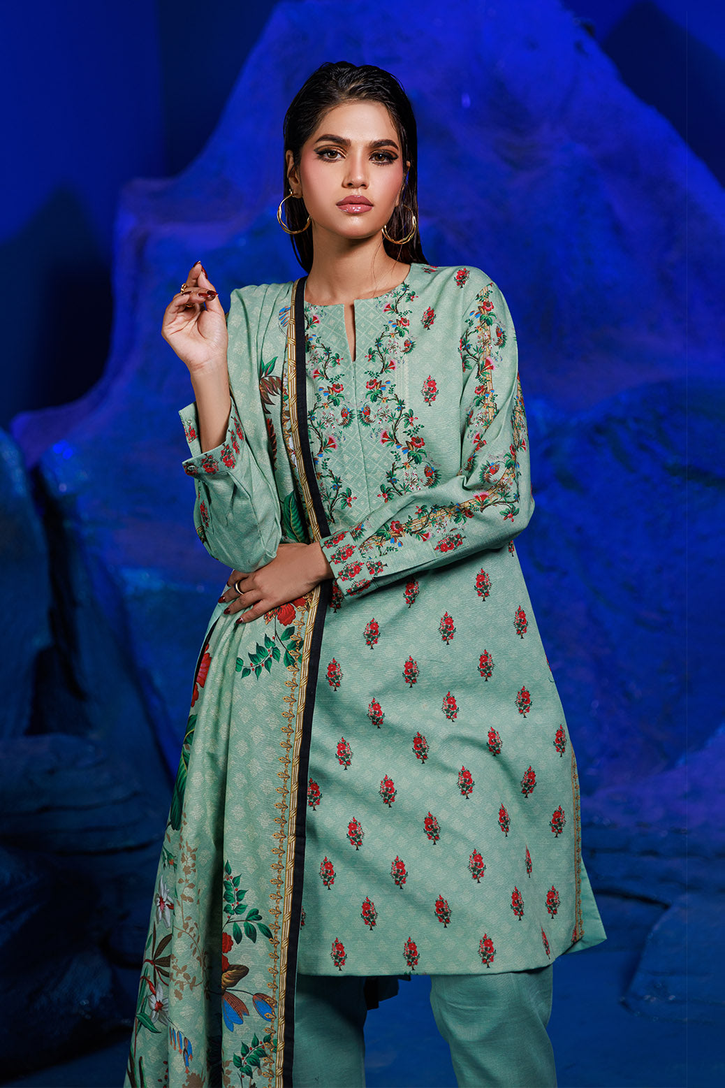 Bonanza Satrangi | Winter Jet 3 Pc (1W24P3P290) -  Bonanza Satrangi Unstitched - Original Designer Dress - House of Maryam
