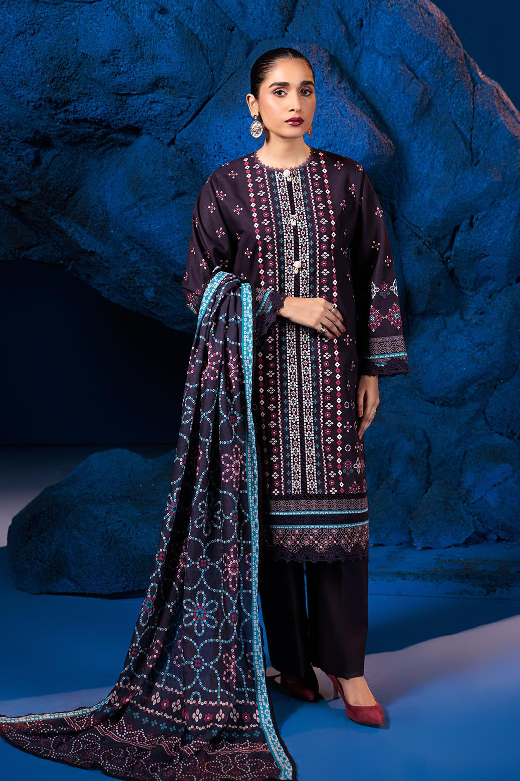 Bonanza Satrangi | Meraki 3 Pc (2W24P3P268) -  Bonanza Satrangi Unstitched - Original Designer Dress - House of Maryam