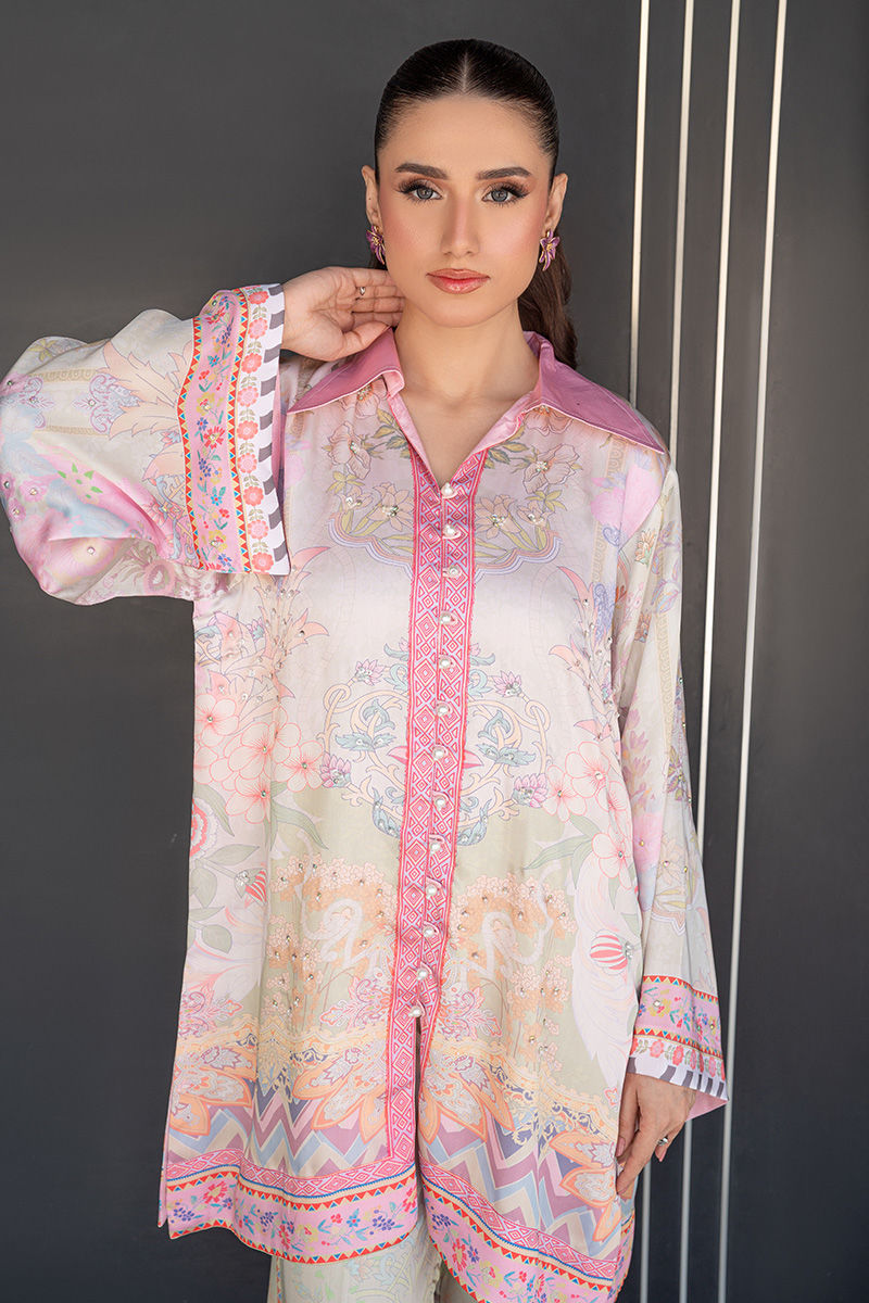 Fatima Khan | Layan Printed Eid Edit | Breezy Mint - Coord Set, image 4