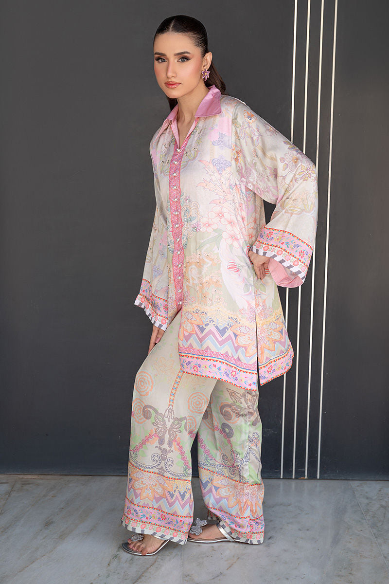 Fatima Khan | Layan Printed Eid Edit | Breezy Mint - Coord Set, image 3