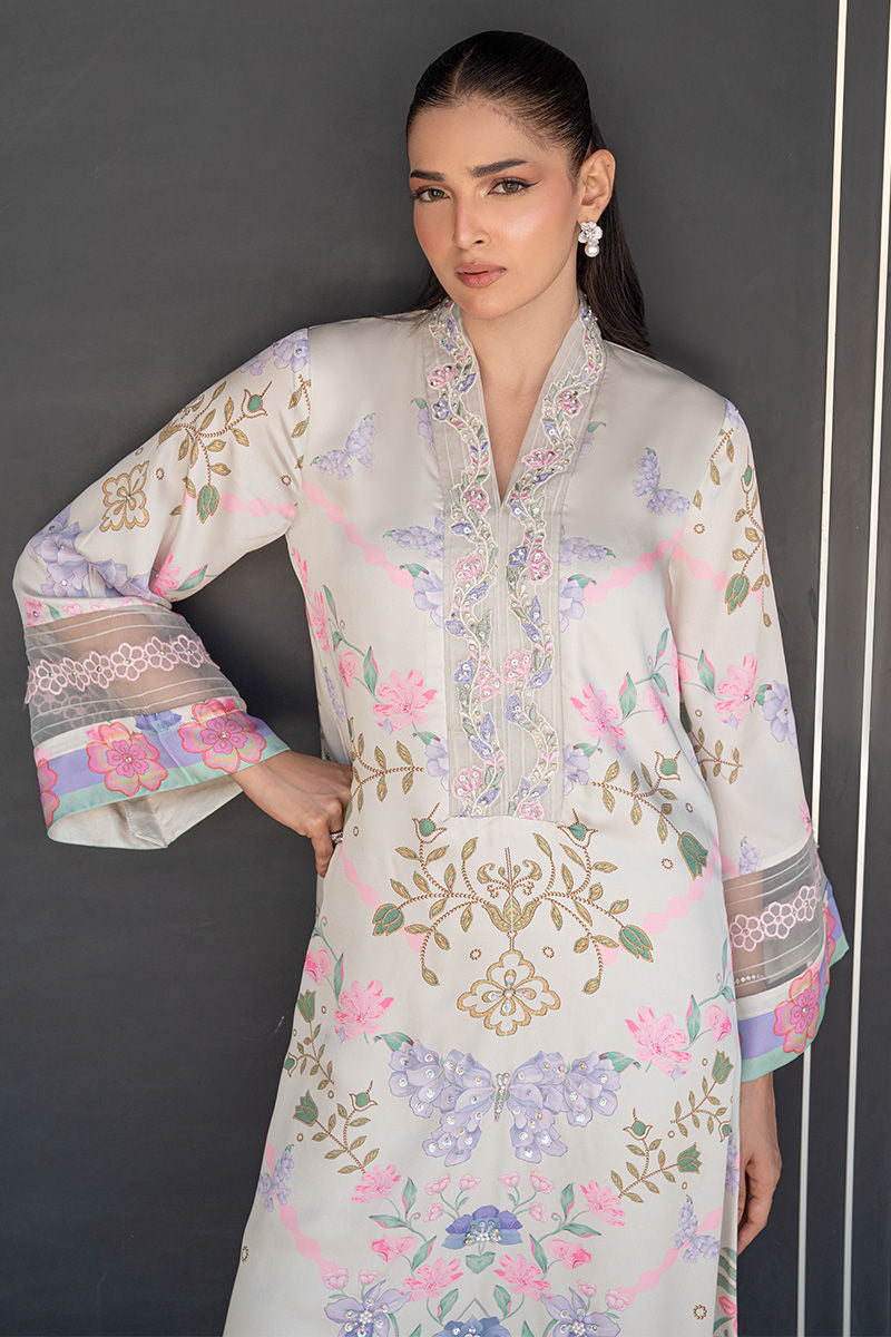 Fatima Khan | Layan Printed Eid Edit | Dove Dew, image 3