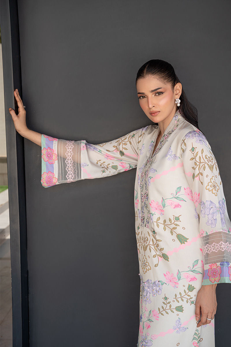 Fatima Khan | Layan Printed Eid Edit | Dove Dew, image 4