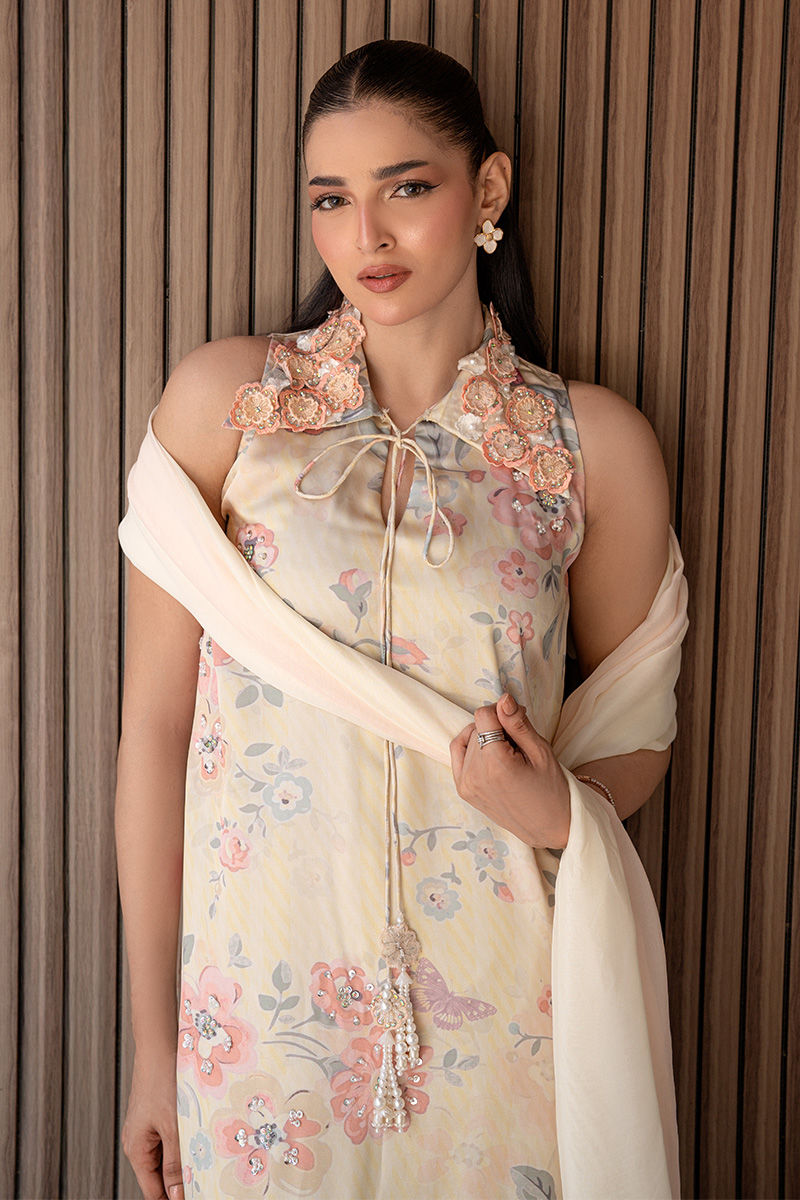 Fatima Khan | Layan Printed Eid Edit | Butter Yellow Grace-3