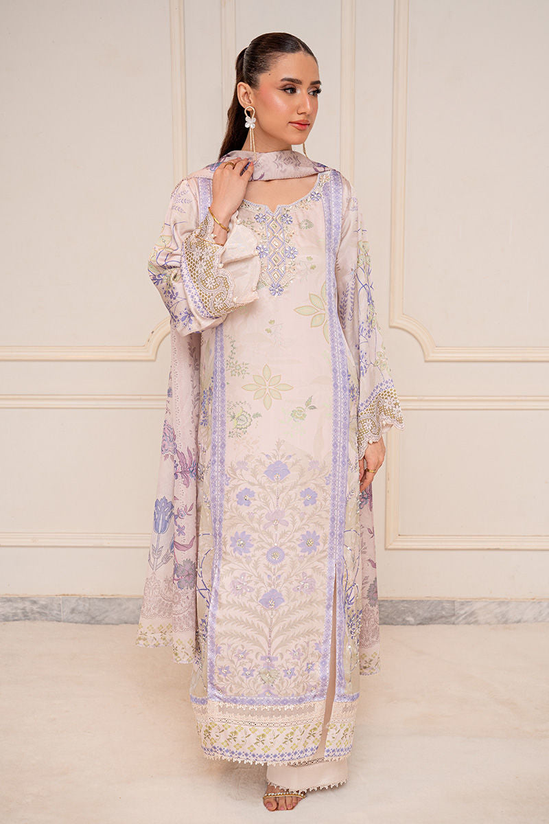 Fatima Khan | Layan Printed Eid Edit | Ivory Meadow-5
