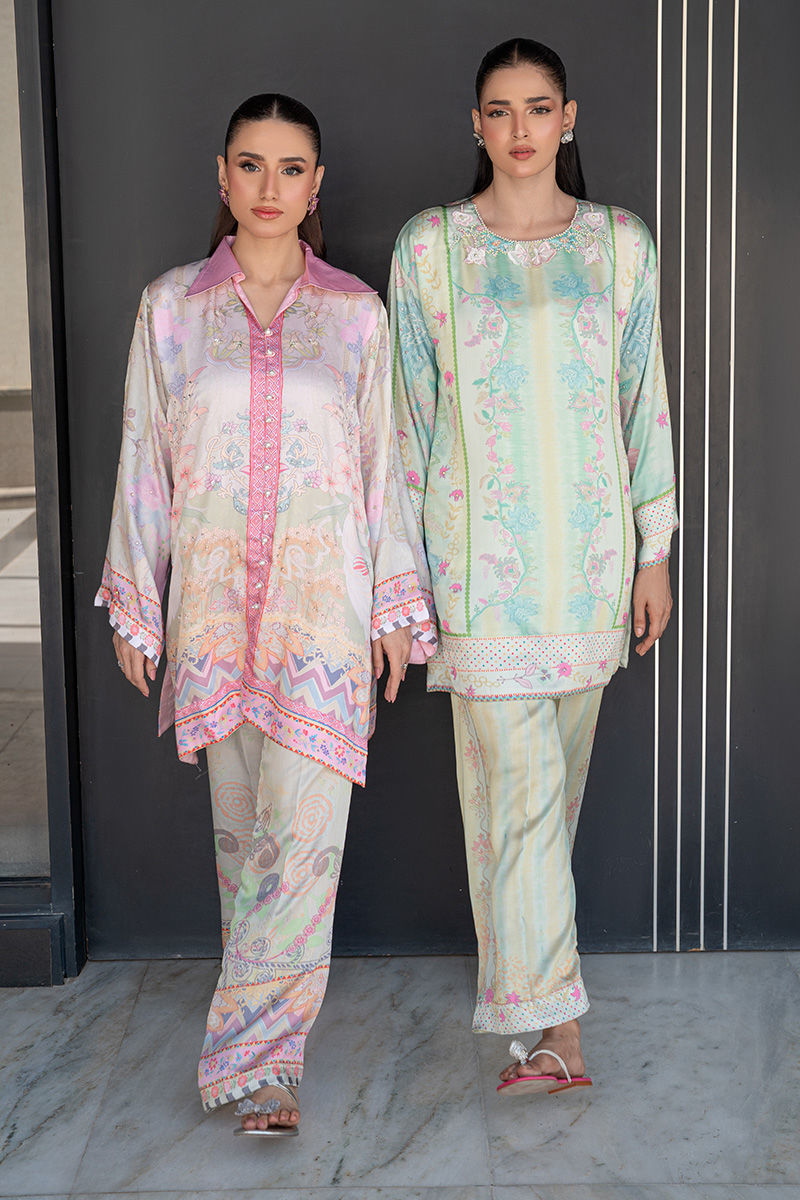 Fatima Khan | Layan Printed Eid Edit | Breezy Mint - Coord Set, image 2