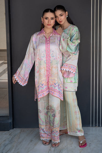 Fatima Khan | Layan Printed Eid Edit | Breezy Mint - Coord Set