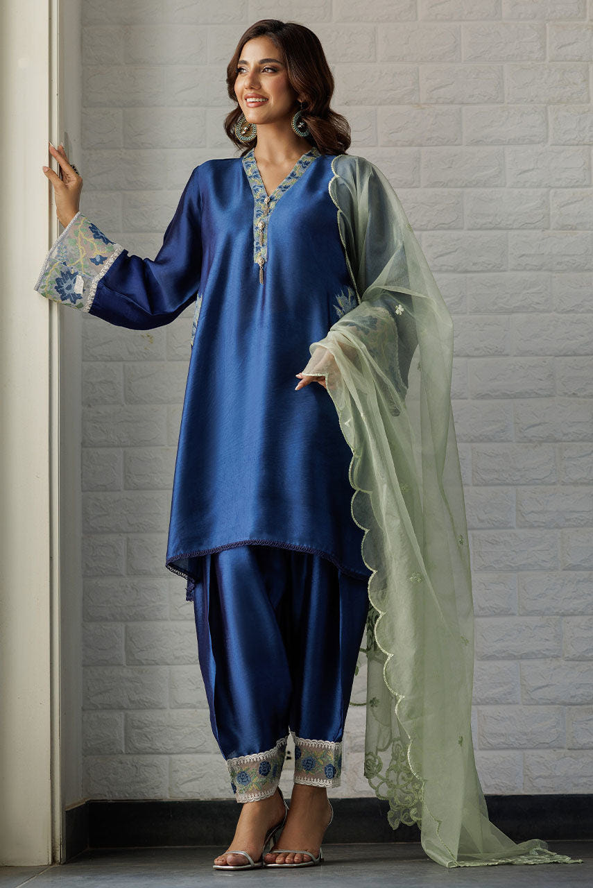 Deepak Perwani | Summer Festive 25 | Blue Waters -  Deepak Perwani Ladies Clothes - Original Designer Dress - House of Maryam