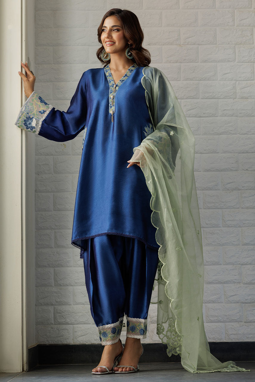 Deepak Perwani | Summer Festive 25 | Blue Waters -  Deepak Perwani Ladies Clothes - Original Designer Dress - House of Maryam