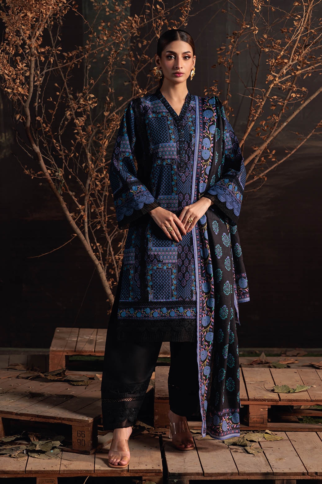 Bonanza Satrangi | Midnight Sail 3 Pc (2W24P3P149) -  Bonanza Satrangi Unstitched - Original Designer Dress - House of Maryam
