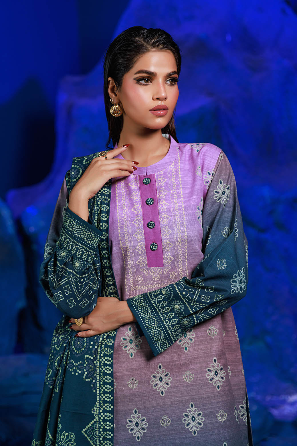 Bonanza Satrangi | Rainwashed 3 Pc (2W24P3P343) -  Bonanza Satrangi Unstitched - Original Designer Dress - House of Maryam