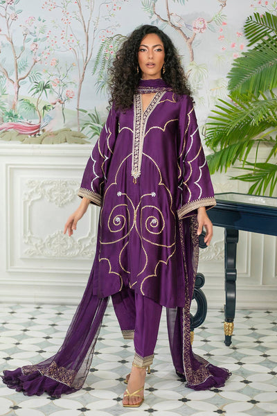 Annus Abrar | Sehr Eid Luxe | Izali Aubergine -  Annus Abrar Ladies Clothes - Original Designer Dress - House of Maryam