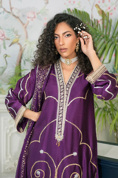 Annus Abrar | Sehr Eid Luxe | Izali Aubergine -  Annus Abrar Ladies Clothes - Original Designer Dress - House of Maryam