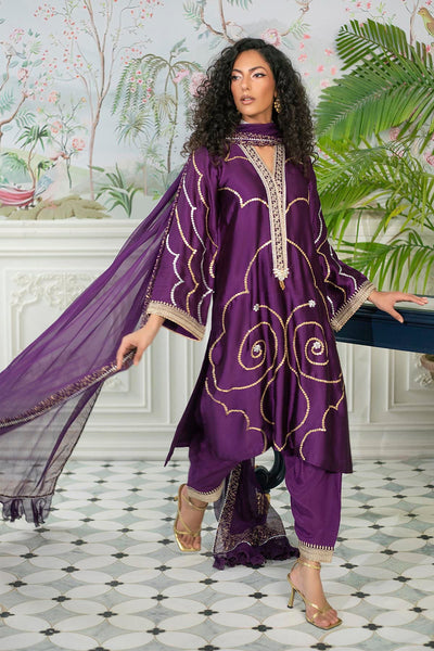 Annus Abrar | Sehr Eid Luxe | Izali Aubergine -  Annus Abrar Ladies Clothes - Original Designer Dress - House of Maryam