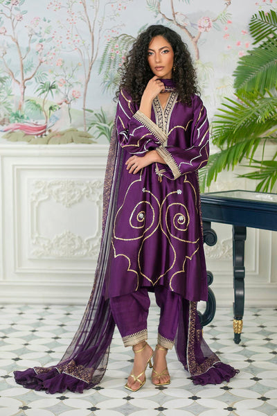 Annus Abrar | Sehr Eid Luxe | Izali Aubergine -  Annus Abrar Ladies Clothes - Original Designer Dress - House of Maryam