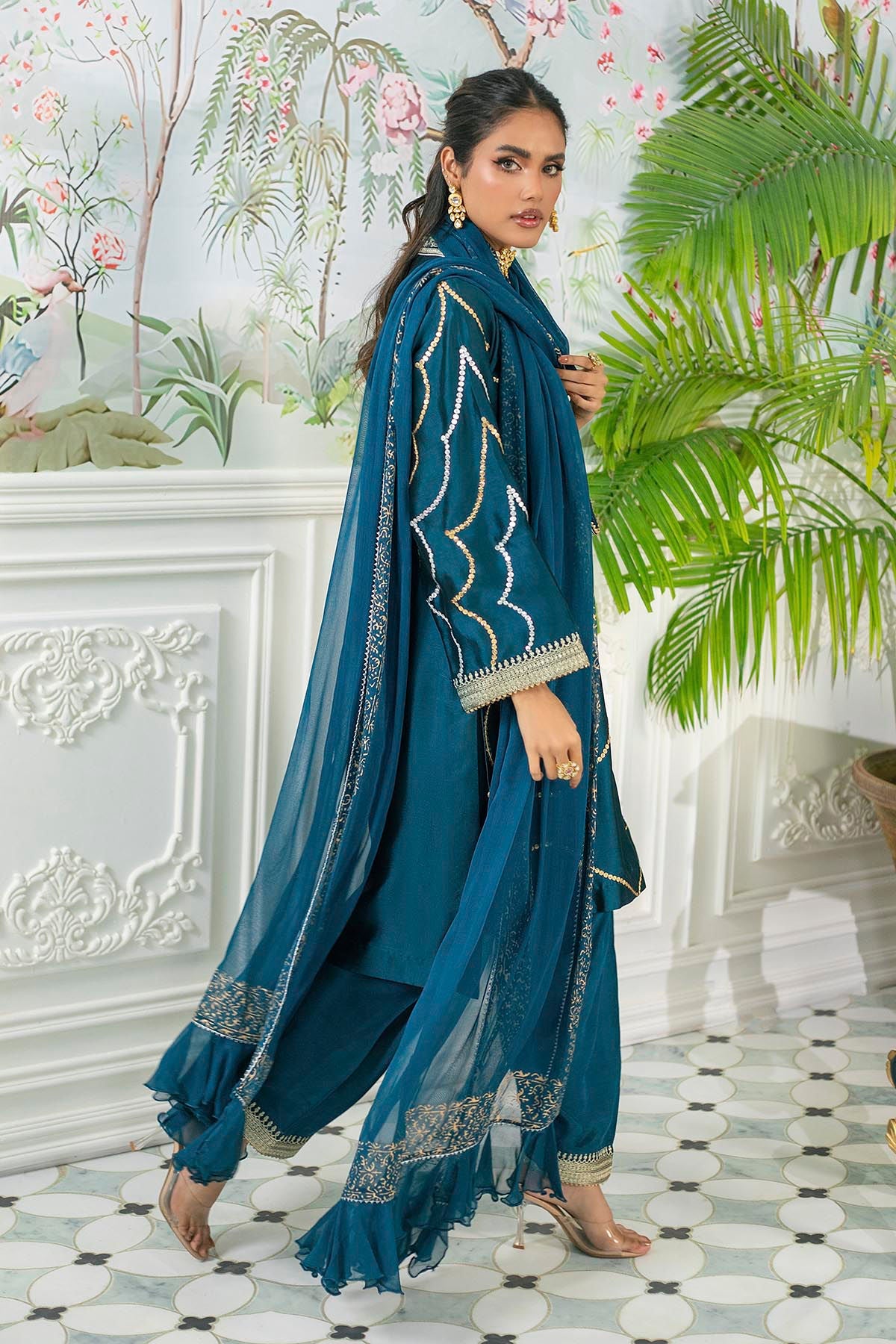 Annus Abrar | Sehr Eid Luxe | Izali Deep Teal -  Annus Abrar Ladies Clothes - Original Designer Dress - House of Maryam