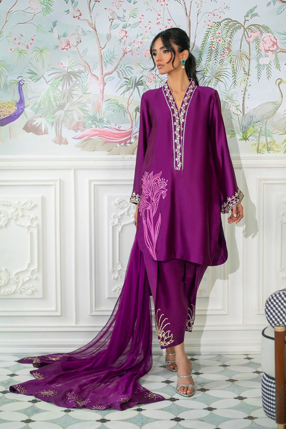 Annus Abrar | Sehr Eid Luxe | Melanie Plum -  Annus Abrar Ladies Clothes - Original Designer Dress - House of Maryam